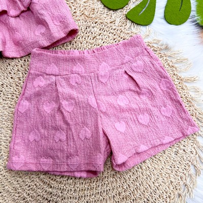 Conj. Batinha e Short Corações - Rose 